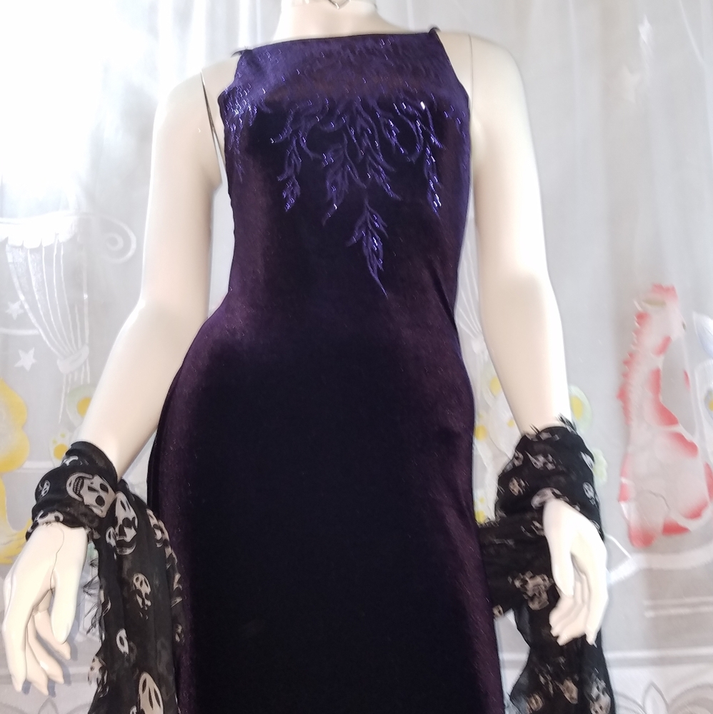 Cyberpunk 90s vintage flame souldog velvet dress